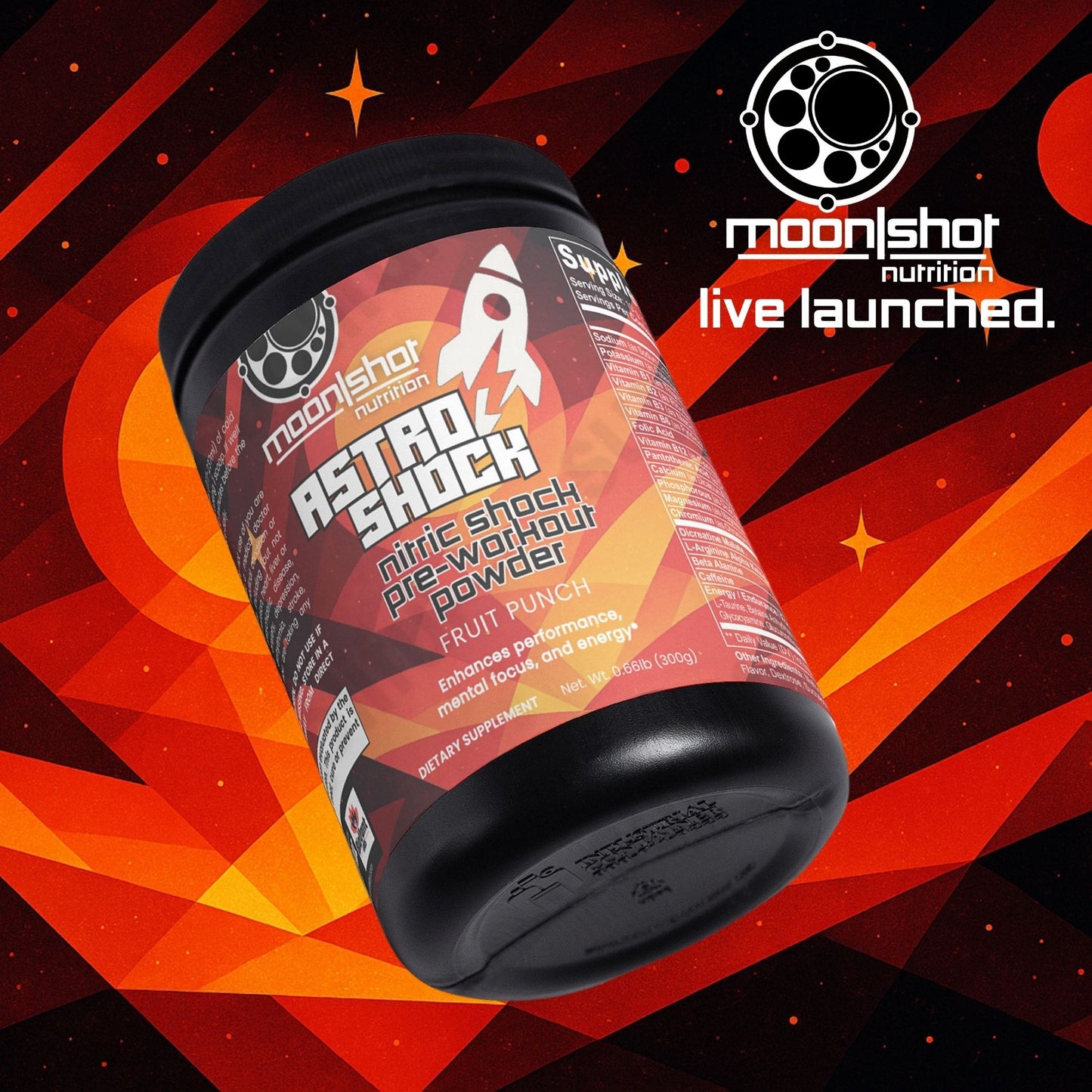Moon|Shot Nutrition AstroShock - Nitric Shock Pre-Workout Powder (Fruit Punch)