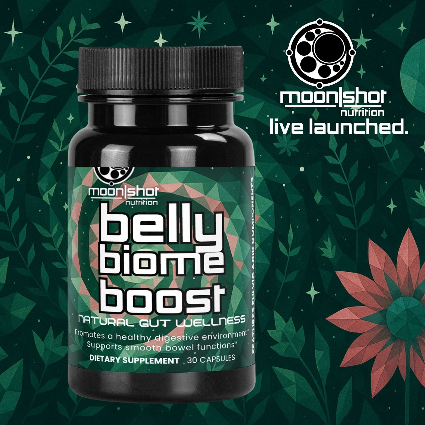 Moon|Shot Nutrition Belly Biome Boost - Natural Gut Wellness Capsules