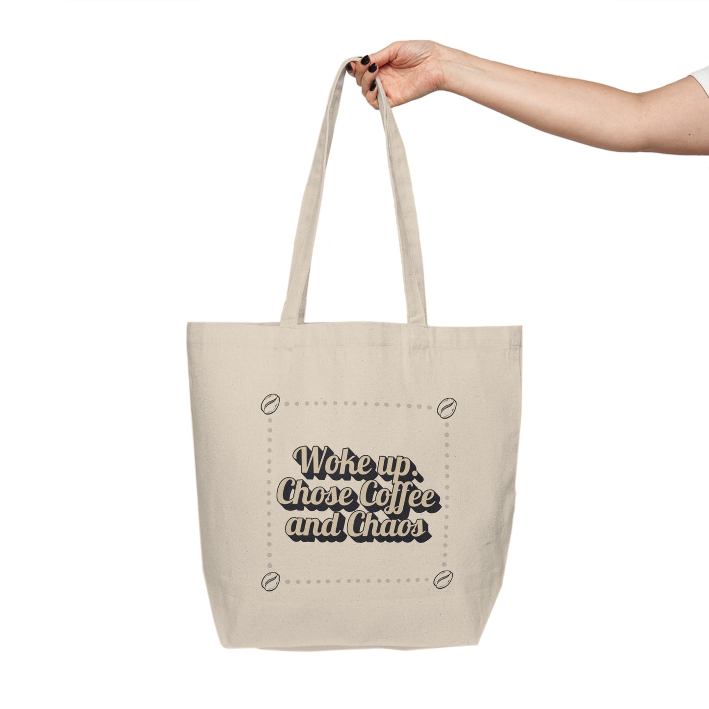 Wild Perk - Canvas Shopping Tote - Woke Up. Chose Coffee and Chaos.
