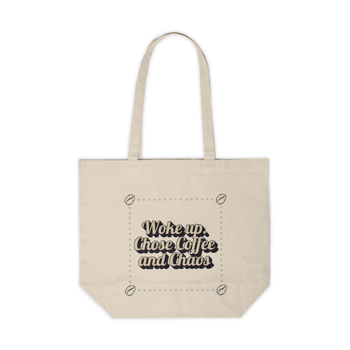 Wild Perk - Canvas Shopping Tote - Woke Up. Chose Coffee and Chaos.